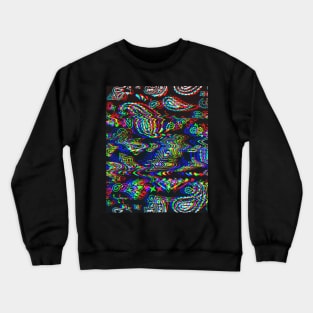 Paisley Pattern - Tricolor Glitch Crewneck Sweatshirt